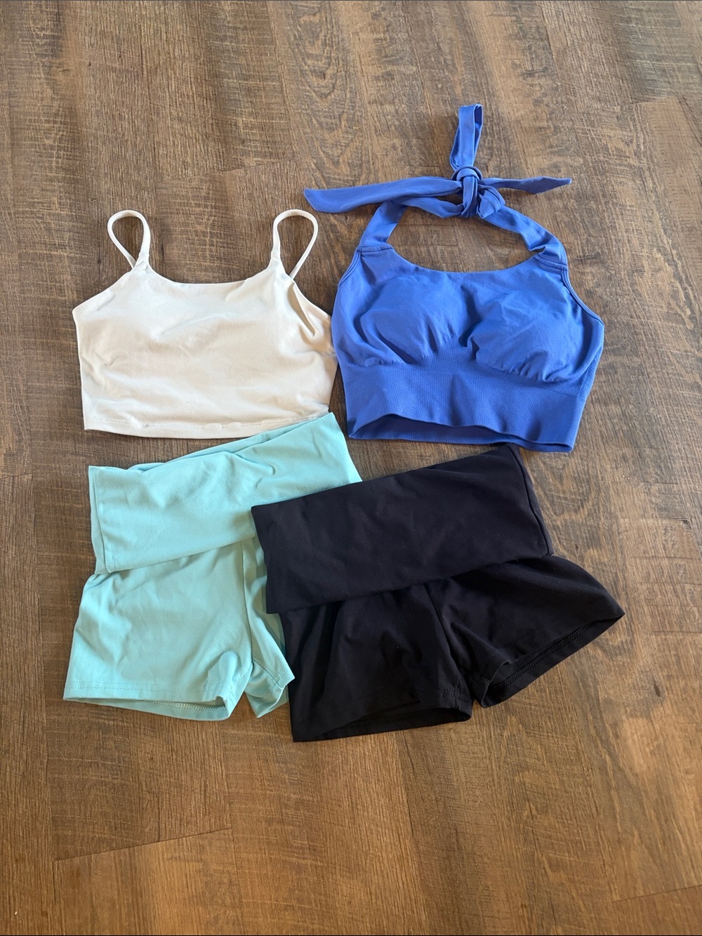 No Boundaries Mint Green, Black Athletic Shorts & Tops XS